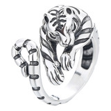 Calidad Anillo Vintage Tigre Plata For Hombre