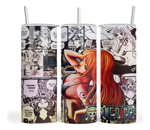 Termo Skinny Starbucks Anime One Piece Nami Luffy Mugiwaras