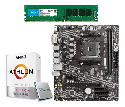 Kit Upgrade Gamer - Athlon 3000g + A520m + Memória 8gb 
