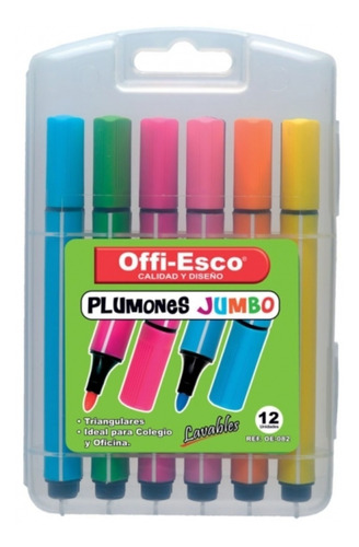 Plumones Offi-esco Lavables Jumbo Oe-082 Estuche *12 Uds