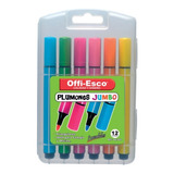 Plumones Offi-esco Lavables Jumbo Oe-082 Estuche *12 Uds