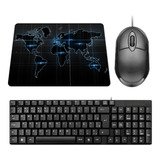 Kit Teclado E Mouse Barato Usb 2.0 Abnt2 1000dpi + Mousepad