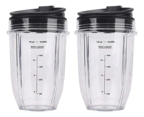 2 Vasos De Licuadora De 18 Oz Con Tapa Para Ninja Auto Iq Bl