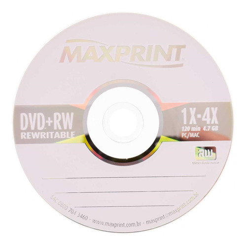 Dvd-rw Regravável Slim Maxprint 4.7gb, Pronta Entrega