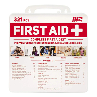 M2 Basics 321 Piece Emergency First Aid Kit | Wall Mountable