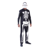 Fantasia Halloween Adulto Macacão Esqueleto Longo Caveira