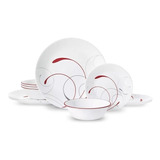 Vajilla Platos Juego 12 Piezas Corelle Rojo Blanco