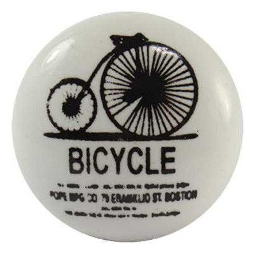 Puxador Indiano De Cerâmica Branco Detalhe Bicycle