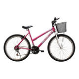 Bicicleta Mulher Adulto Aro 26 Com Marcha 18v Linda Cestinha