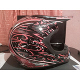 Casco Para Moto Negro Diseño De Pañuelo Rojo