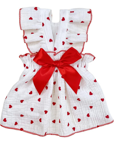 Qwinee Vestido Para Perro Y Gato Con Estampado De Corazones,