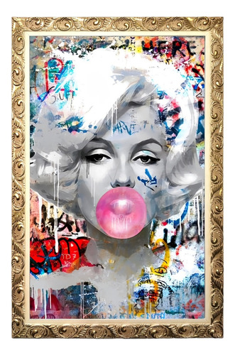 Quadro Grande Sala Marilyn Monroe Pop Art Vidro Moldura Luxo