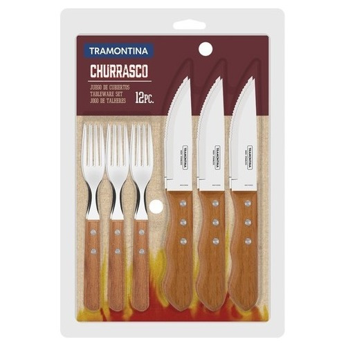 Set Asado X 12 Piezas Cuchillo Tenedor Tramontina Churrasco