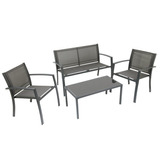 Set Living De Jardín Acero Y Textileno 3 Sillones + Mesa