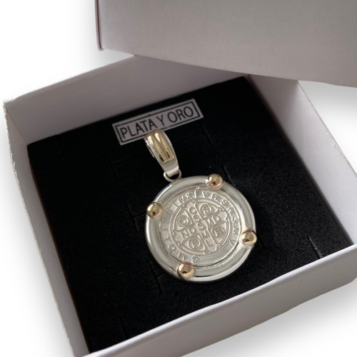 Dije Plata 925 Oro 18k San Benito Medalla Garantía 25mm