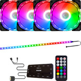 4 Cooler Rgb Fan 120mm + Controladora + Controle + Fita Led