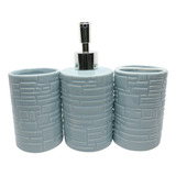 Kit Banheiro 3 Peças Azul Cerâmica