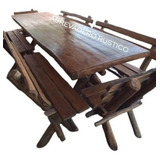 Mesa Rustica Quincho Eucalitpus + 4 Bancos (1,50mts X 0,90)