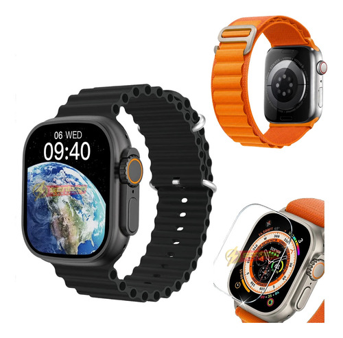 Relógio Smartwatch Serie 8 Tela 2.2 Pulseira Laranja