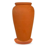 Conjunto Vaso De Barro Grande Com Prato Coletor Urna Nº3