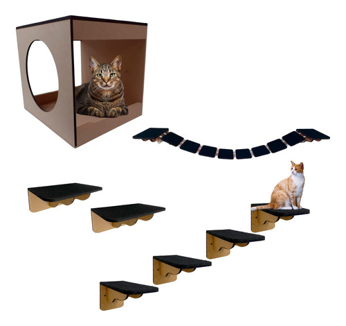 Playground Para Gato 8 Pcs Ponte Prateleira Degrau Caixa (b)