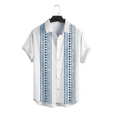 Ads Camisa Hawaiana Unisex A Rayas Blanca, Camisa De Playa