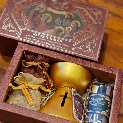 Kit Reis Magos, Olíbano, Mirra, Incensário, Carvão E Pinça Fragrância Olíbano, Mirra | Parcelamento sem juros