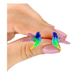 Aros Colibri Arcoiris Bonito Esmaltado De Plata 925 Ar 469