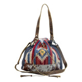 Bolso Myra Bolso Saco Azul Algodón Reciclado Y Cuero S-3062