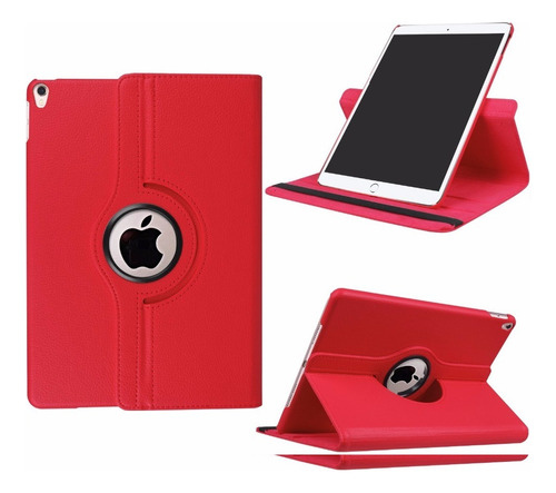 Funda Giratoria Roja + Mica Cristal Para iPad 7th 8th 9th