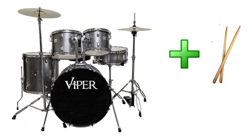 Bateria Acústica X-pro Viper 22  Dark Grey Spk Completa