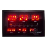 Relógio Parede Digital Mede Temperatura E Com Calendário
