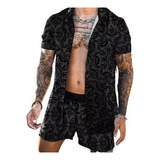 Conjunto De Camisa Casual De Verão Com Estampa De Manga