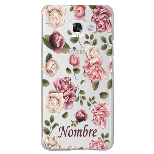 Funda Galaxy Flores Personalizada Con Tu Nombre