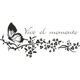 Vinilo Decorativo Pared Mariposa Floral Frase Respaldo Cama