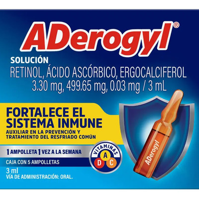 ADerogyl Multivitamínico 5 Ampolletas de 3 ml. Con Vitaminas A, C y D, Fortalece el Sistema Inmune y Refuerza tus Defensas | MercadoLibre