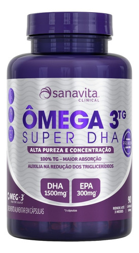 Ômega 3 Tg Sanavita 90 Caps Super Dha 1500mg Dha 300mg Epa