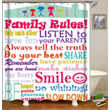 Cortina De Ducha Infantil Raymall Family Rules, Con Texto Ed