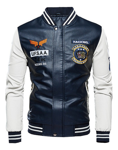 Chaqueta De Béisbol De Cuero De Moda Casual Para Caballero