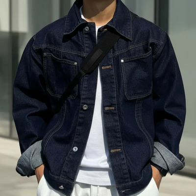 Chamarra Vaquera Casual Mangas Larga Para Hombre Suelto Moda | MercadoLibre