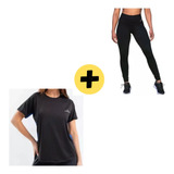 Remera Mujer Deportiva Redadry Negro + Calza Camur Ng