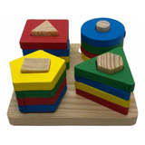 Juego Bloques Madera Formas Geometricas Niños Educativo