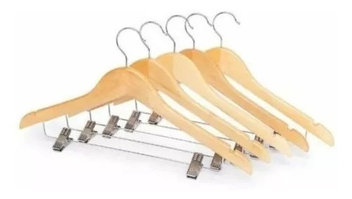 Cabides Wood Hanger Com Presilha Kit  De 100 Unidades  Cor Natural