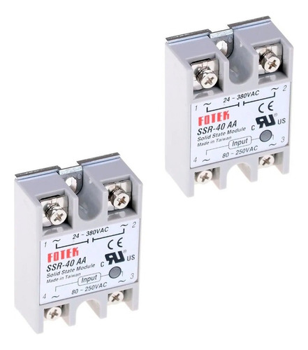 2 Relays Relevador Estado Solido Ssr-40 Aa 40a 80-250vca Tecneu