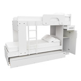 Cama Cucheta Triple Gabinete Infantil Juvenil Blanca