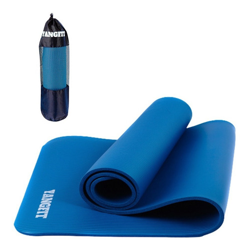 Colchonete Tapete Yoga Pilates Ginástica 10mm Bolsa Yangfit Cor Azul