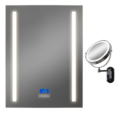 Combo Espejos Baño Luz Led Táctil Bluetooth Desempañador