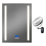 Combo Espejos Baño Luz Led Táctil Bluetooth Desempañador