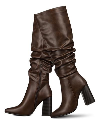 Botas Largas Mujer Tacón Cómodo Punta Elegante De Moda Weide