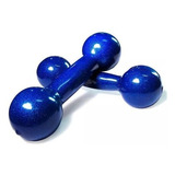 Par De Halter Bola Emborrachado Peso 2 Kg Exercício Em Casa Cor Azul